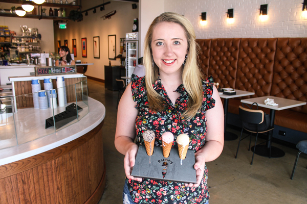 Sampling Flavors at Baldo's Ice Cream Shop